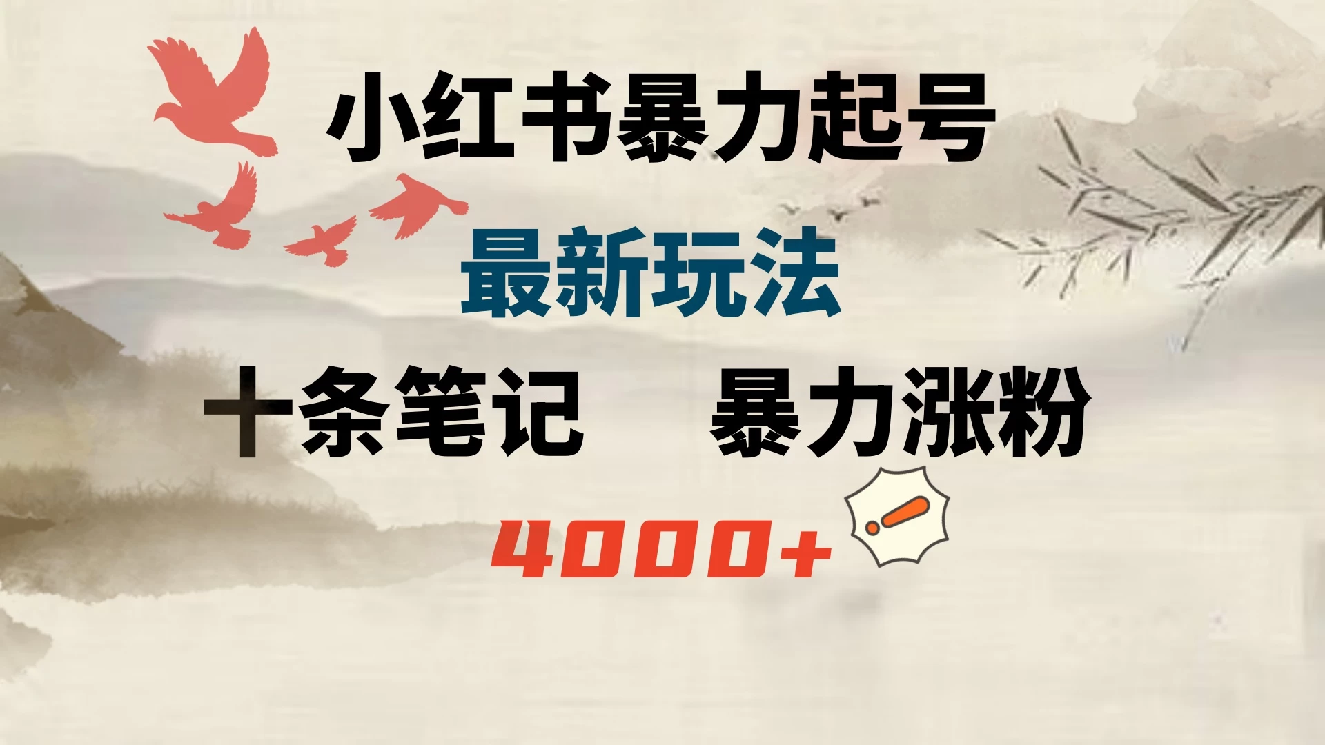 小红书暴力起号，最新玩法，十条笔记暴力涨粉4000+