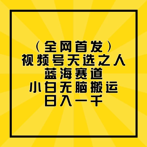 全网首发，视频号天选之人蓝海赛道，小白无脑搬运日入一千