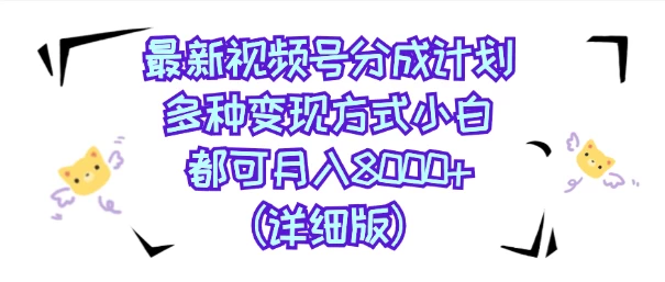 视频号创作者分成计划，多种变现方式，选择适合你领域赛道，小白轻松月入8000+（详细版）