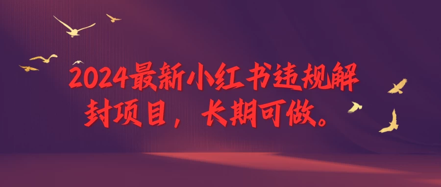 2024最新小红书违规解封项目，一个可以做到退休的项目