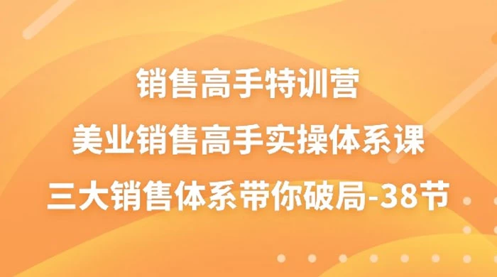 销售高手特训营：美业销售高手实操体系课，三大销售体系带你破局（38 节课）